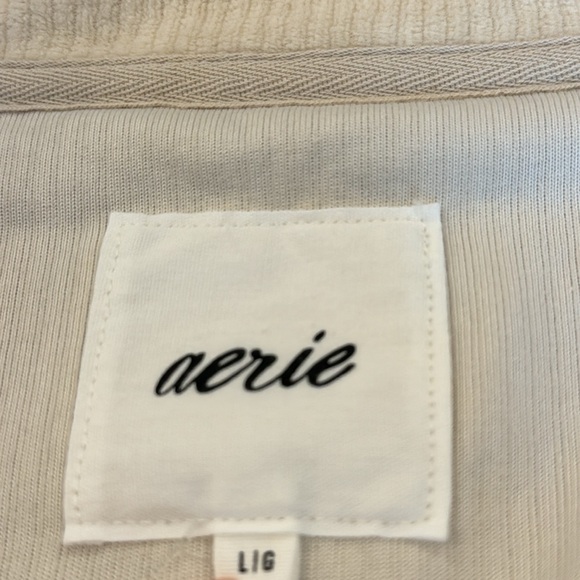 NWT Aerie Groove On Full Zip Soft Velour Cropped Beige Ribbed Jacket Size L - Picture 10 of 14